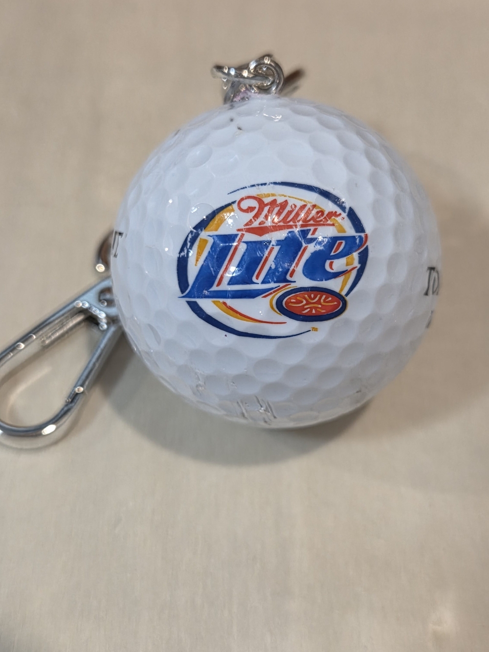 Vintage Miller Lite Logo Golf Ball Key Ring Upcycled Bag Marker